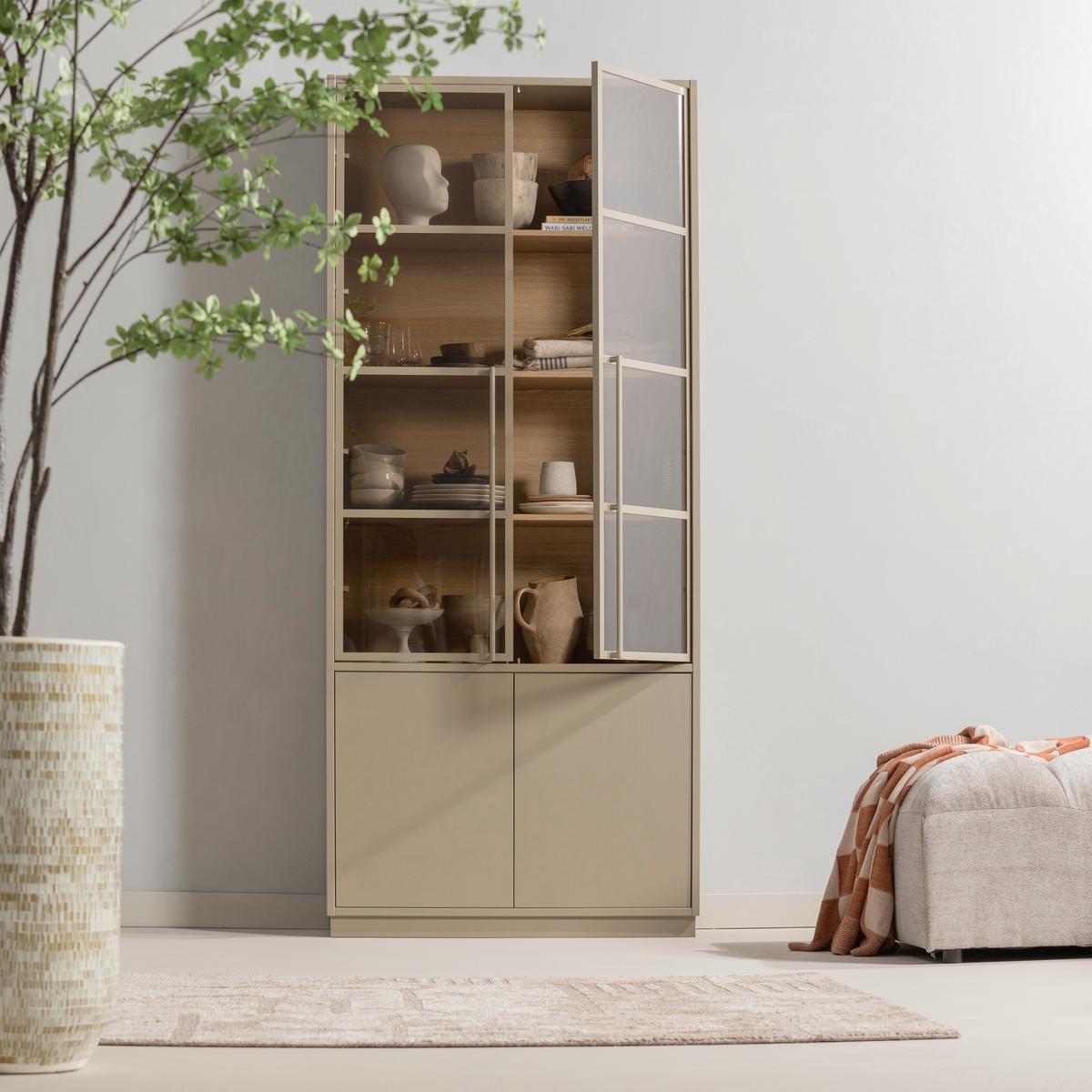 Regal Casa Schlammfarben B: 101 cm - Schlammfarben, Design, Glas/Holz (101/236/40cm) - Livetastic