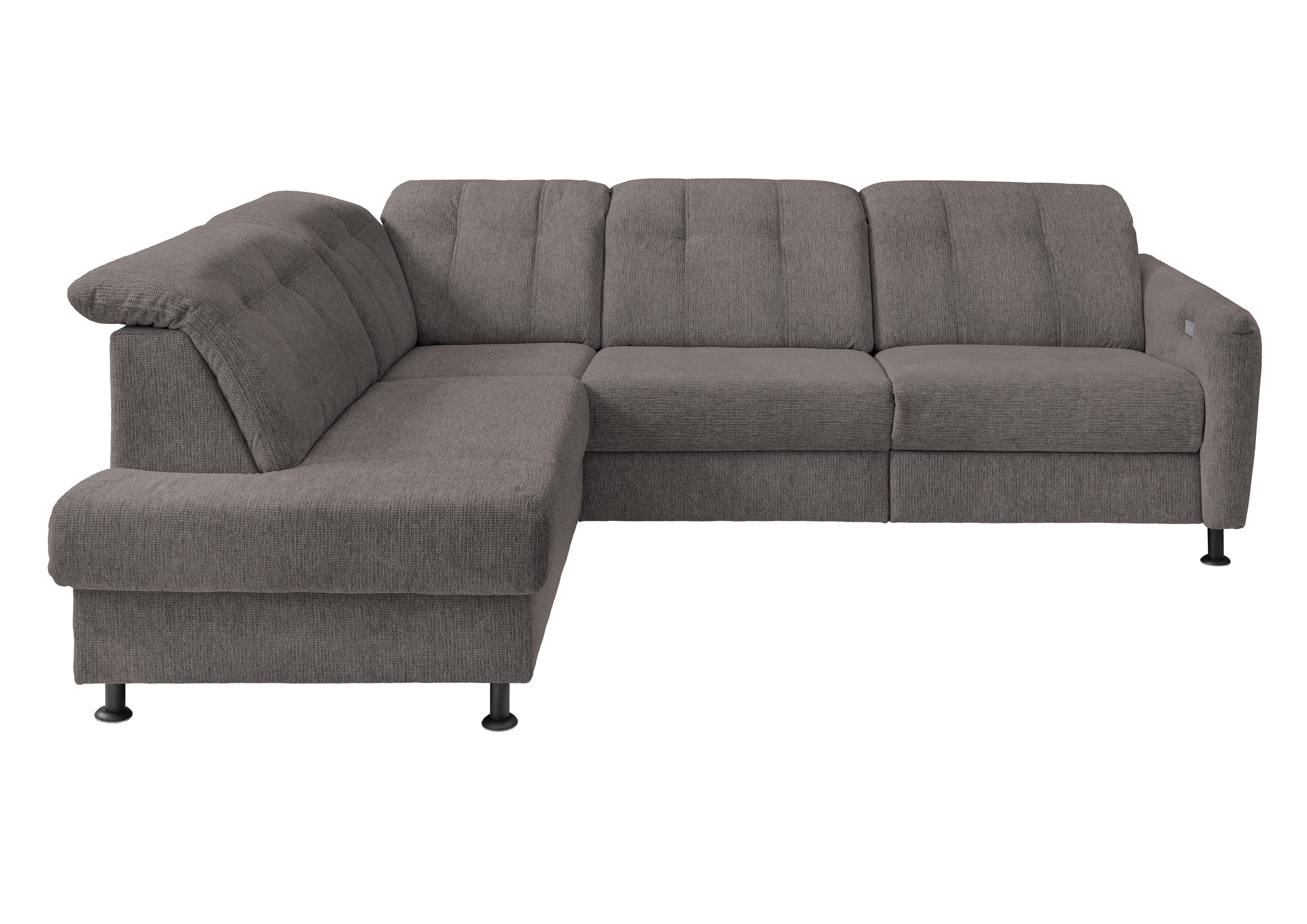 Ecksofa Minori Chenille Graubraun, S: ca. 198x270 cm - Graubraun/Schwarz, MODERN, Textil (198/270cm) - Livetastic