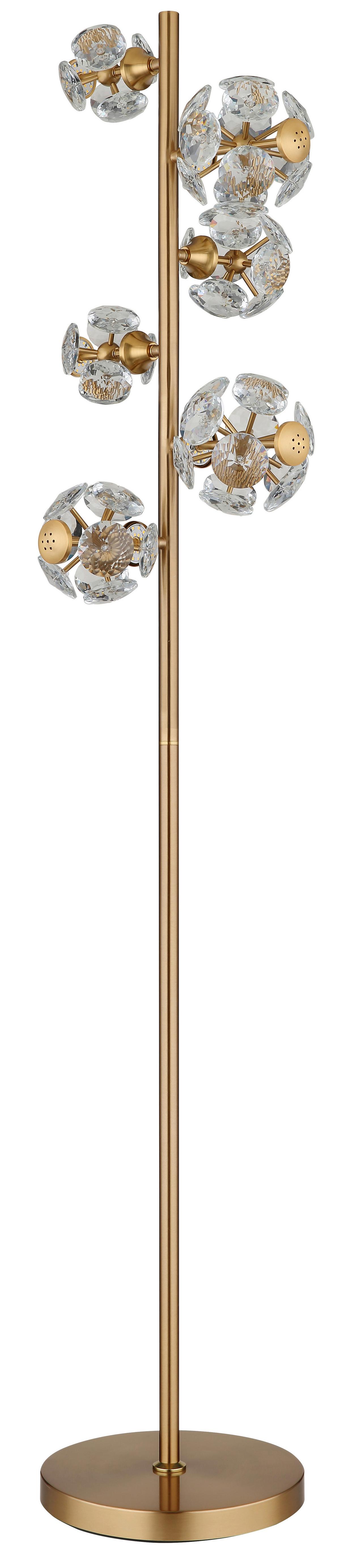 LED-Stehleuchte Virina L:28cm Klar Goldfarben Transparent - Klar/Transparent, KONVENTIONELL, Glas/Kunststoff (28/36/155cm) - Globo