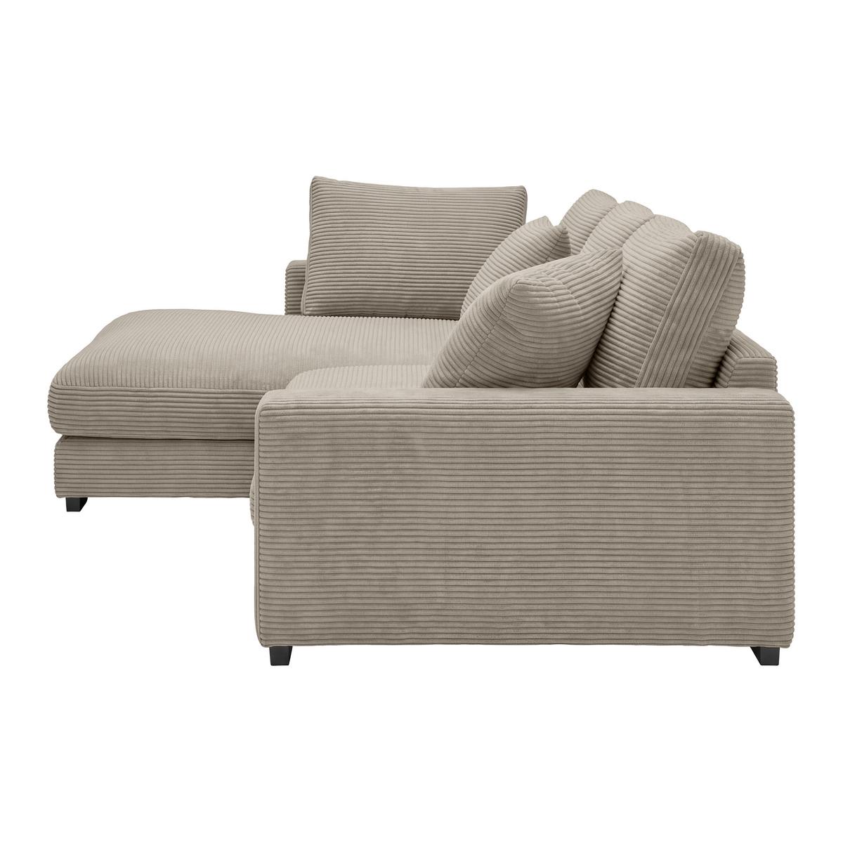Rohová sedačka PEDRO, levá, šedohnědý manšestr - černá/šedohnědá, Moderní, textil/plast (190/300cm) - Mömax