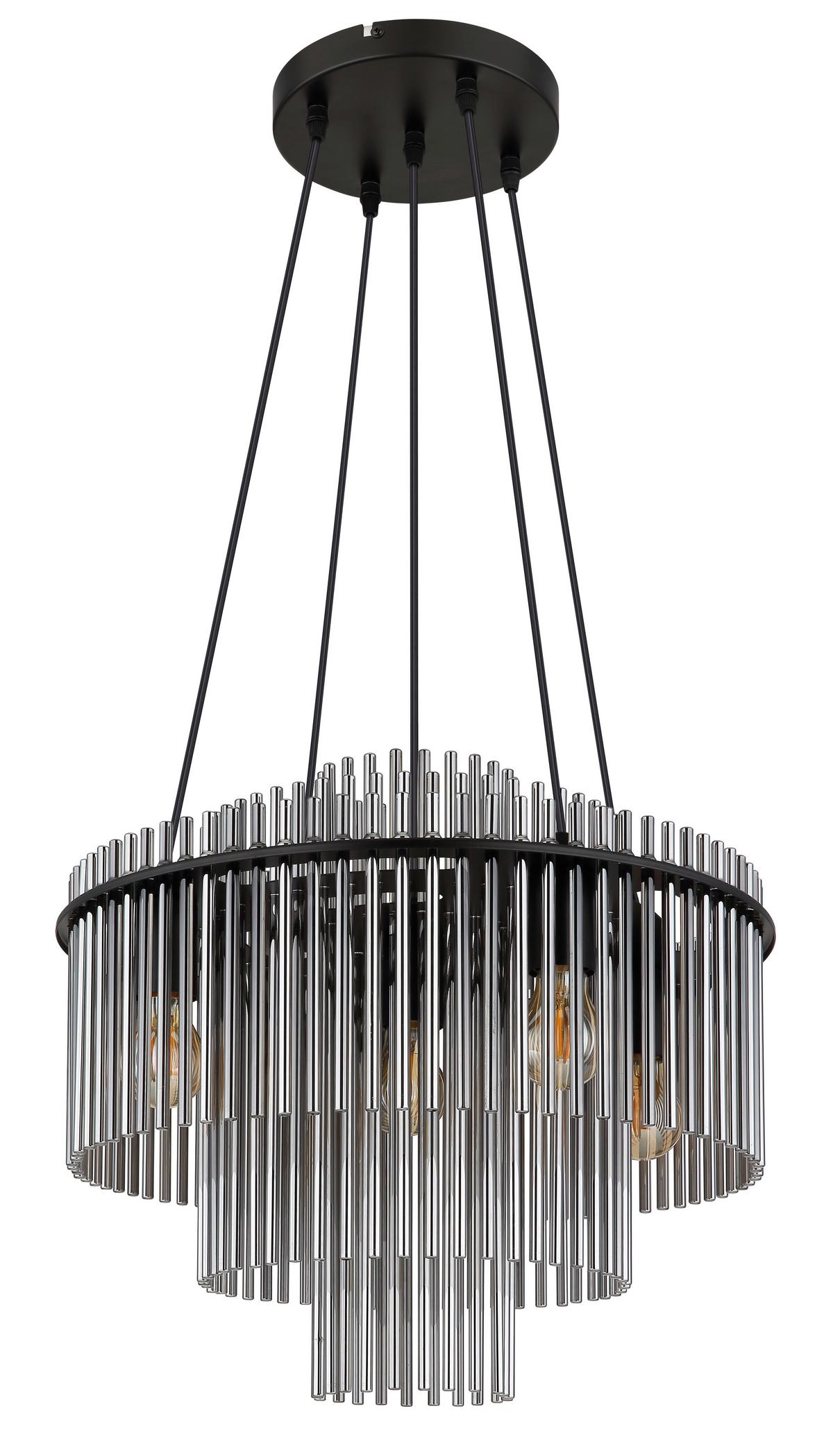 Hängeleuchte 15698h1 Gorley - Schwarz/Grau, Basics, Glas/Kunststoff (50/120cm) - Globo