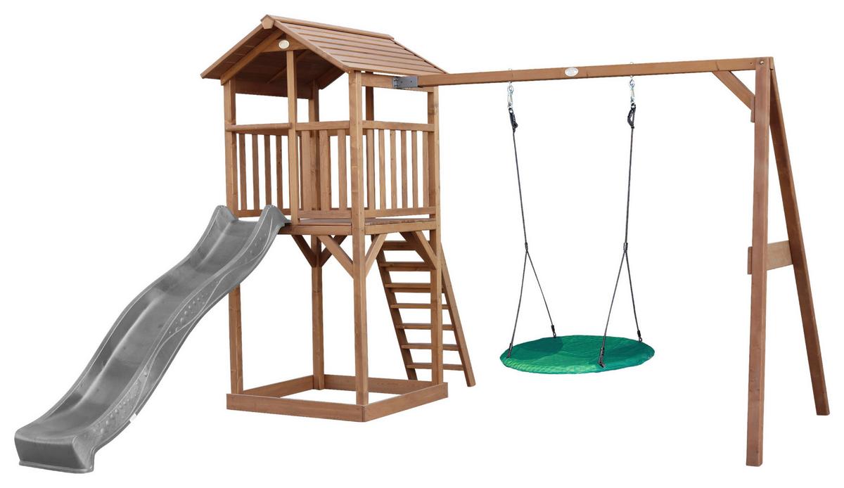 Spielturm A025.123.80 - Braun/Grau, KONVENTIONELL, Holz/Kunststoff (356,6/241,9/349cm) - Ambia Garden