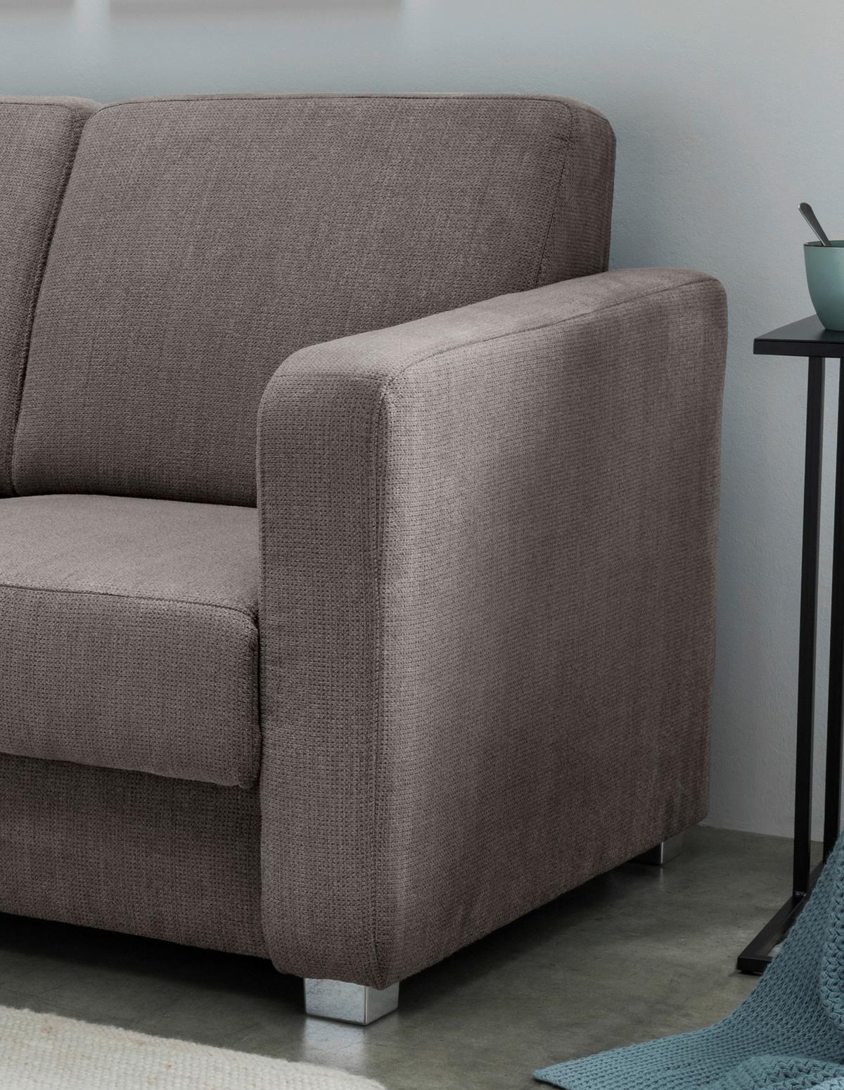 Schlafsofa Mia, Graubraun B: 159 Cm - Chromfarben/Graubraun, Basics, Textil (159/88/87cm) - Livetastic