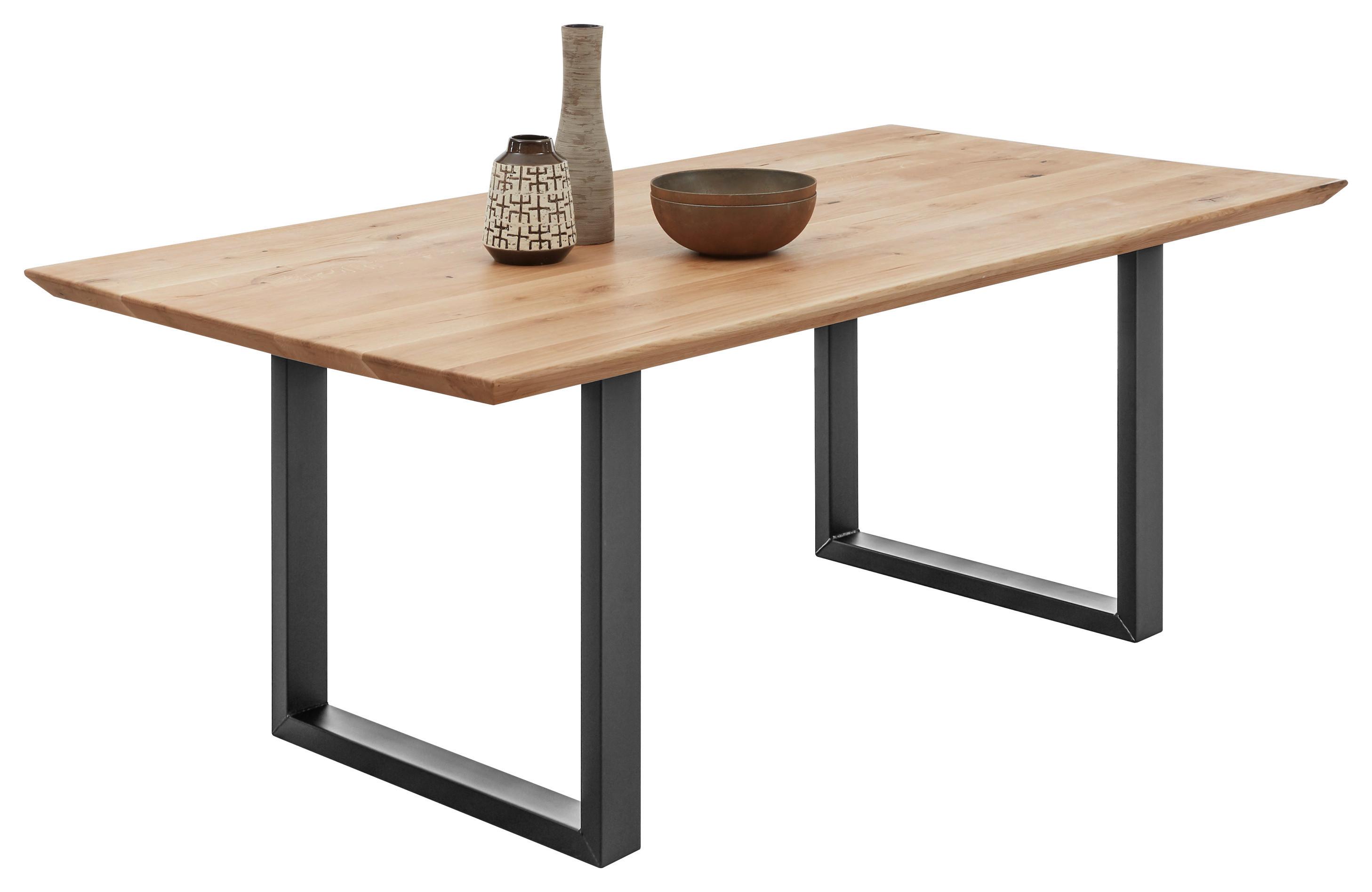 Esstisch mit Echtholz-Platte Bennet 200x100cm Eiche/Schwarz - Eichefarben/Schwarz, Basics, Holz/Metall (200/100/74cm) - MID.YOU