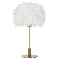 Tischleuchte Ball Feather Weiß, Goldfarben B: 30 Cm - Goldfarben/Weiß, Basics, Kunststoff/Metall (30/50/30cm)