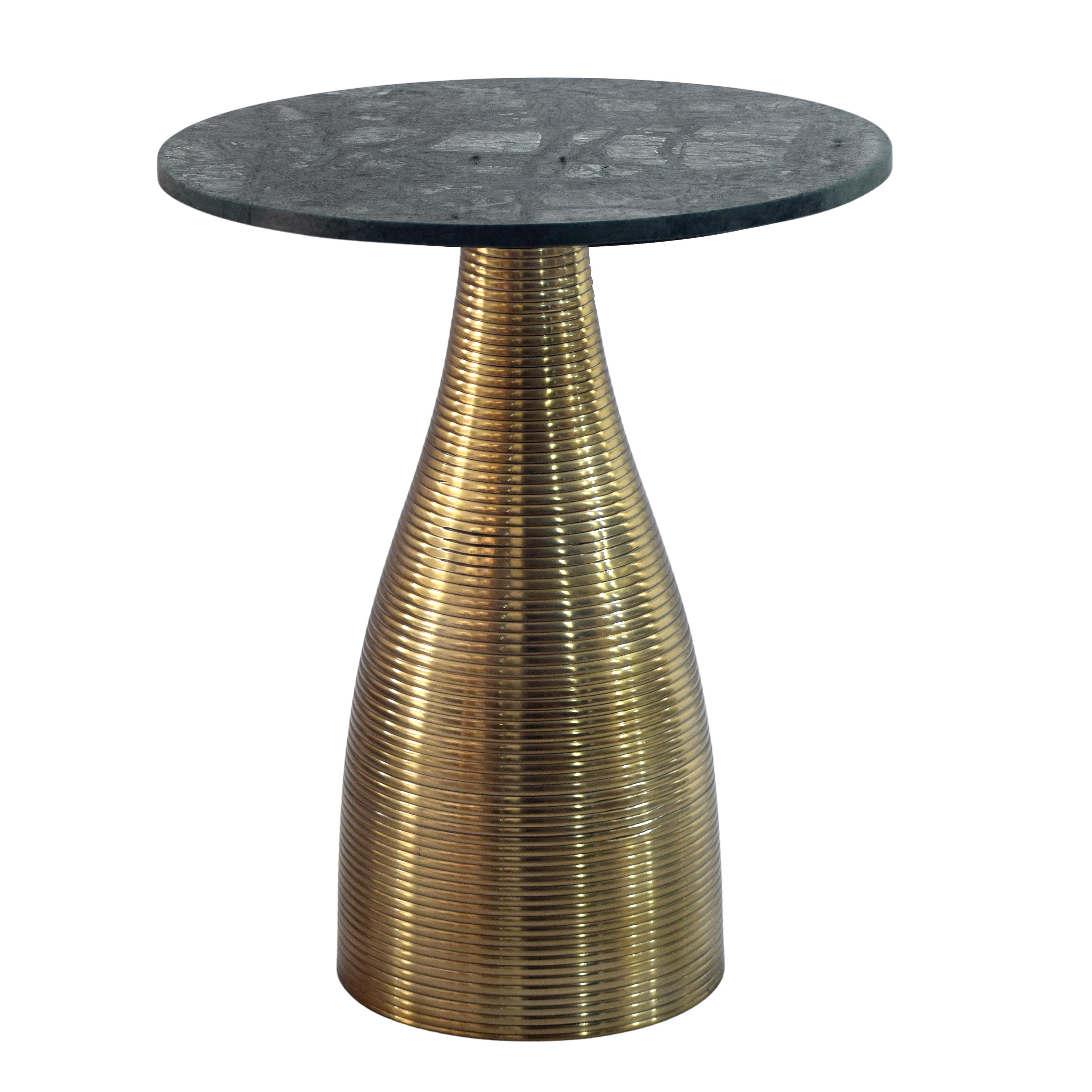 BEISTELLTISCH Grün L: 40cm - Goldfarben/Grün, Design, Stein/Metall (40/40/48cm) - Livetastic