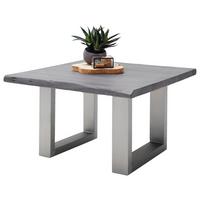 Couchtisch Holz mit Massiver Tischplatte Cartagena, Akazie - Edelstahlfarben/Grau, MODERN, Holz/Metall (75/45/75cm)