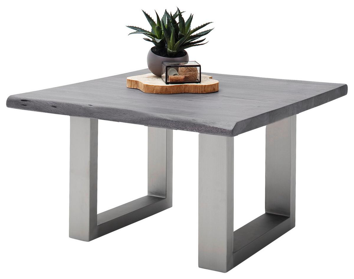 Couchtisch Holz mit Massiver Tischplatte Cartagena, Akazie - Edelstahlfarben/Grau, MODERN, Holz/Metall (75/45/75cm)