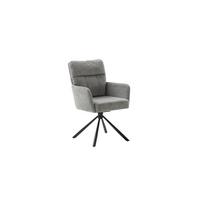 Armlehnstuhl Utica Chenille Grau 180° Drehbar - Schwarz/Grau, KONVENTIONELL, Textil/Metall (60/92/67cm)