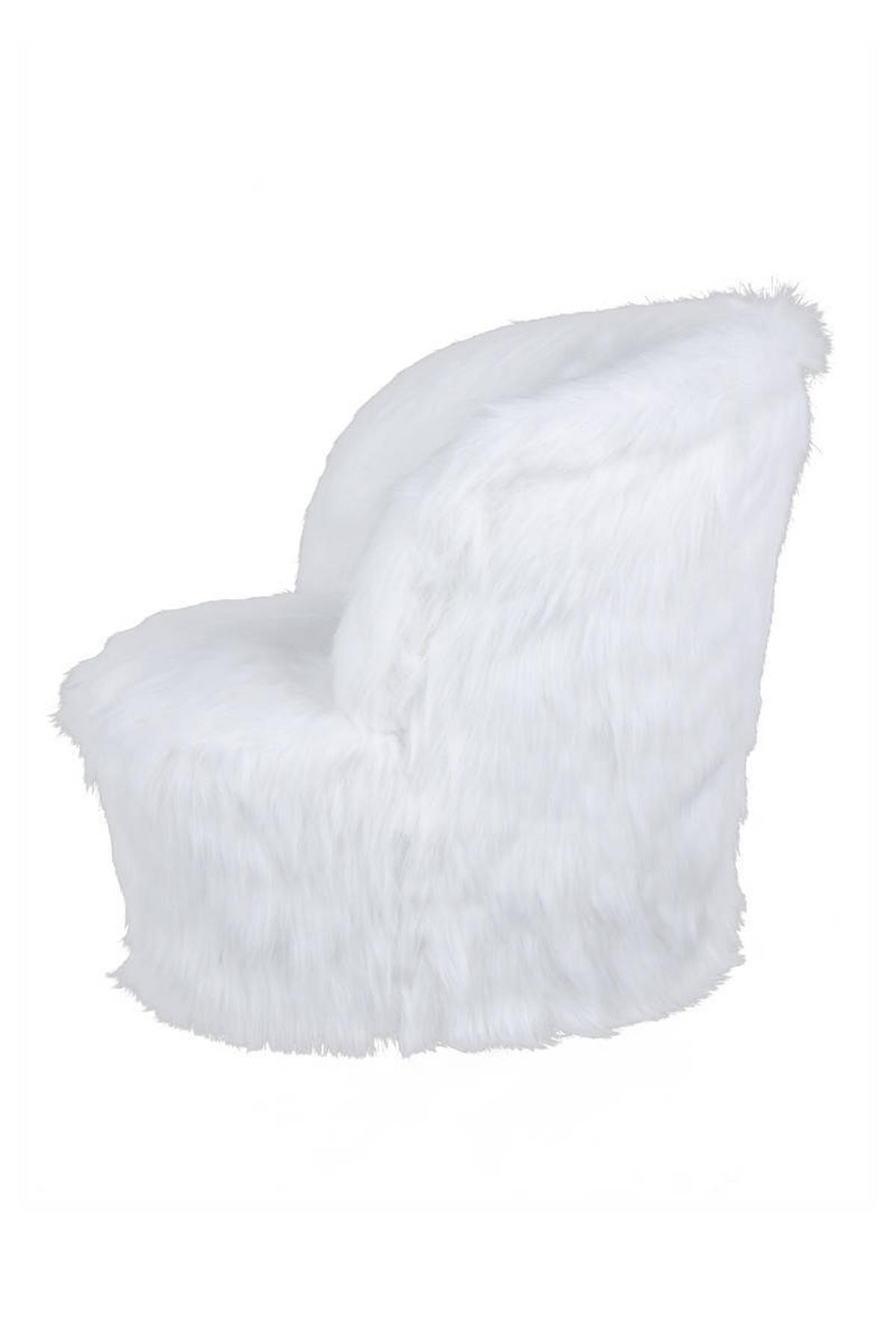 Kinderstuhl Gepolstert Mit Kunstfell-Bezug - Weiß, Basics, Holz/Kunststoff (47/45/47cm) - Kayoom