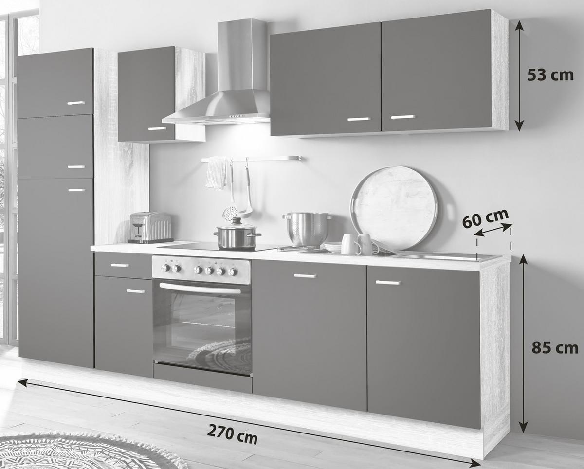 KÜCHENBLOCK CLASSIC KÜCHENBLOCK - Weiß/Sonoma Eiche, KONVENTIONELL, Holzwerkstoff (270cm) - Menke