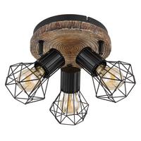 Strahler 3-flammig Verstellbar Ø 30 Cm - Schwarz/Naturfarben, KONVENTIONELL, Kunststoff/Metall (30/30cm) - Globo