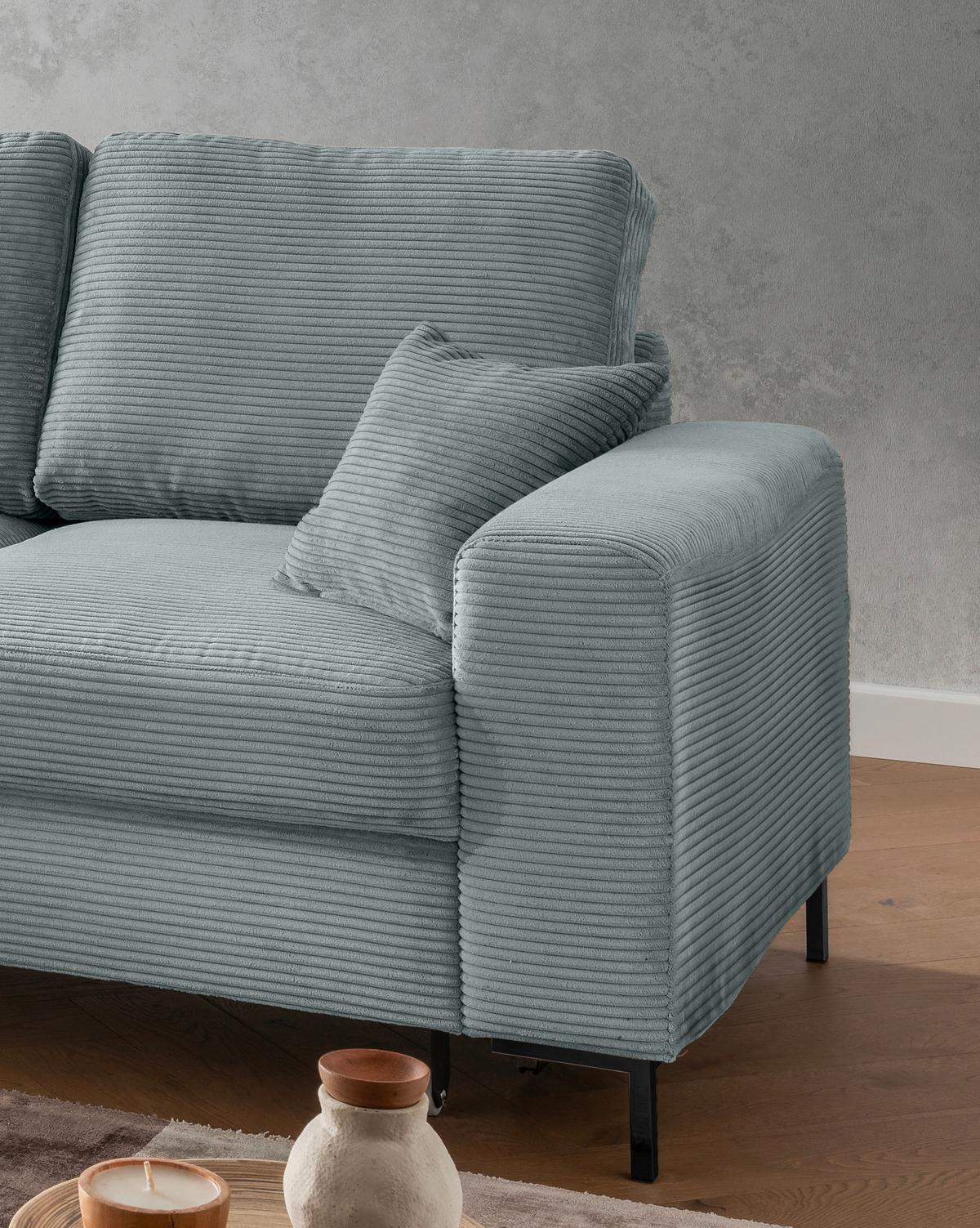 Eckschlafsofa Zona, Hellblau S: 143x237 Cm - Schwarz/Hellblau, KONVENTIONELL, Textil (143/237cm) - Livetastic