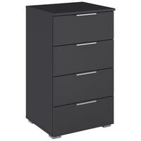 Nachkästchen Grau Metallic Dekor H: 60 cm Mars 4l - Grau, KONVENTIONELL, Glas/Holzwerkstoff (47/81/42cm)