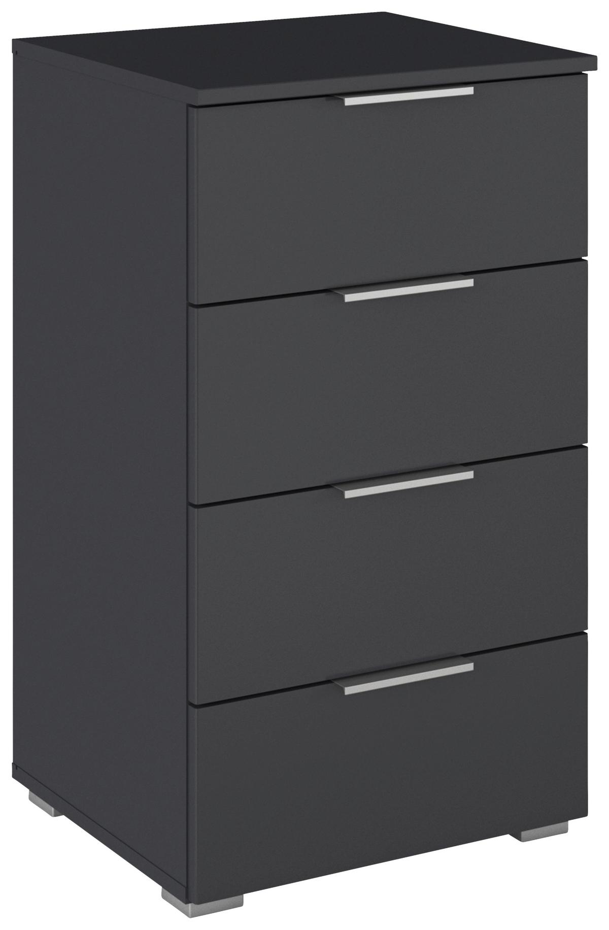 Nachkästchen Grau Metallic Dekor H: 60 cm Mars 4l - Grau, KONVENTIONELL, Glas/Holzwerkstoff (47/81/42cm)