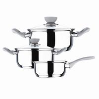 Kochtopfset Edelstahl 5-teilig - Edelstahlfarben/Transparent, Trend, Glas/Kunststoff