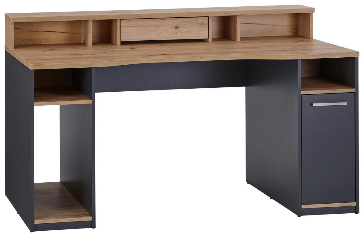 Gamingtisch Speed mit Aufsatz BxH:160,2x91,9 cm Anthrazit - Eichefarben/Anthrazit, MODERN, Holzwerkstoff (160,2/91,9/70cm)