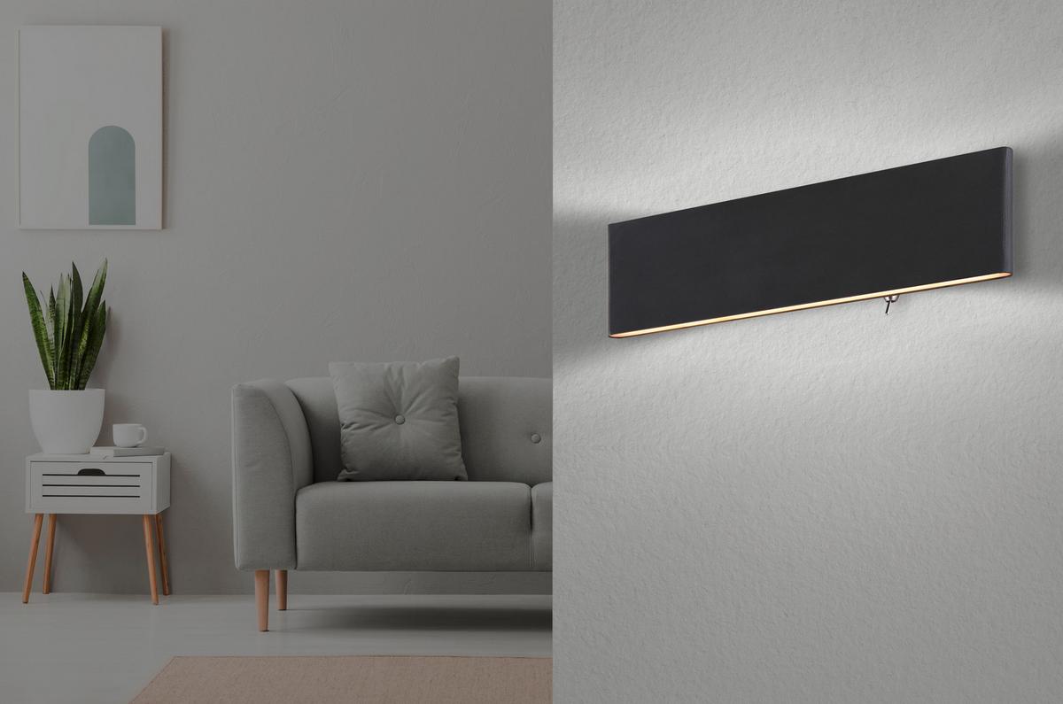 Led Falilámpa 41751-12b - fekete/opál, Basics, műanyag/fém (29,5/4,5/8cm) - Globo
