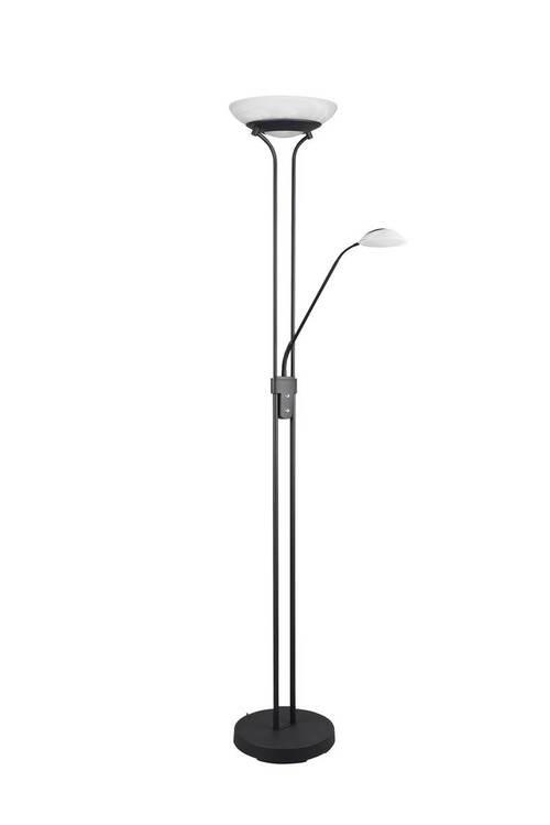 LED-Stehlampe dimmbar Schwarz/Weiß, Flexarm - Schwarz/Weiß, Basics, Glas/Metall (32,5cm)