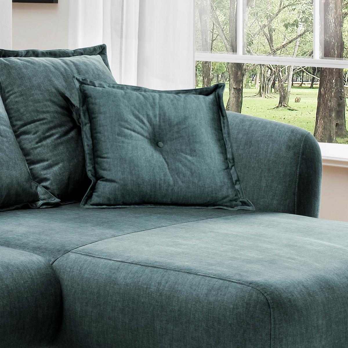 Ecksofa Baggio Blau/Grün S: 277/162 cm - Blau/Buchefarben, MODERN, Holz/Textil (277/162cm) - Livetastic