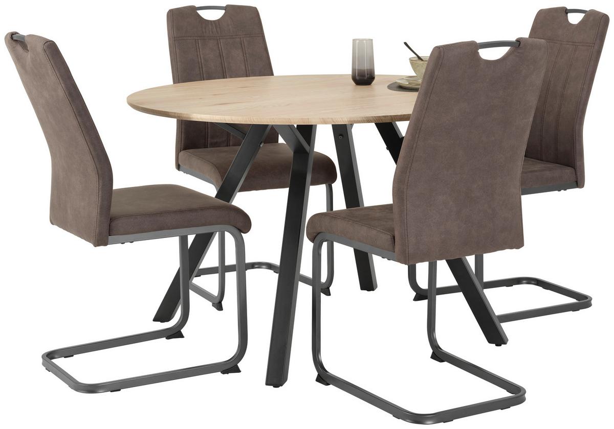 Esstisch Arno 120 Artisan Eiche Dekor, B:120cm - Schwarz/Eiche Artisan, MODERN, Holzwerkstoff/Metall (120/76/120cm)