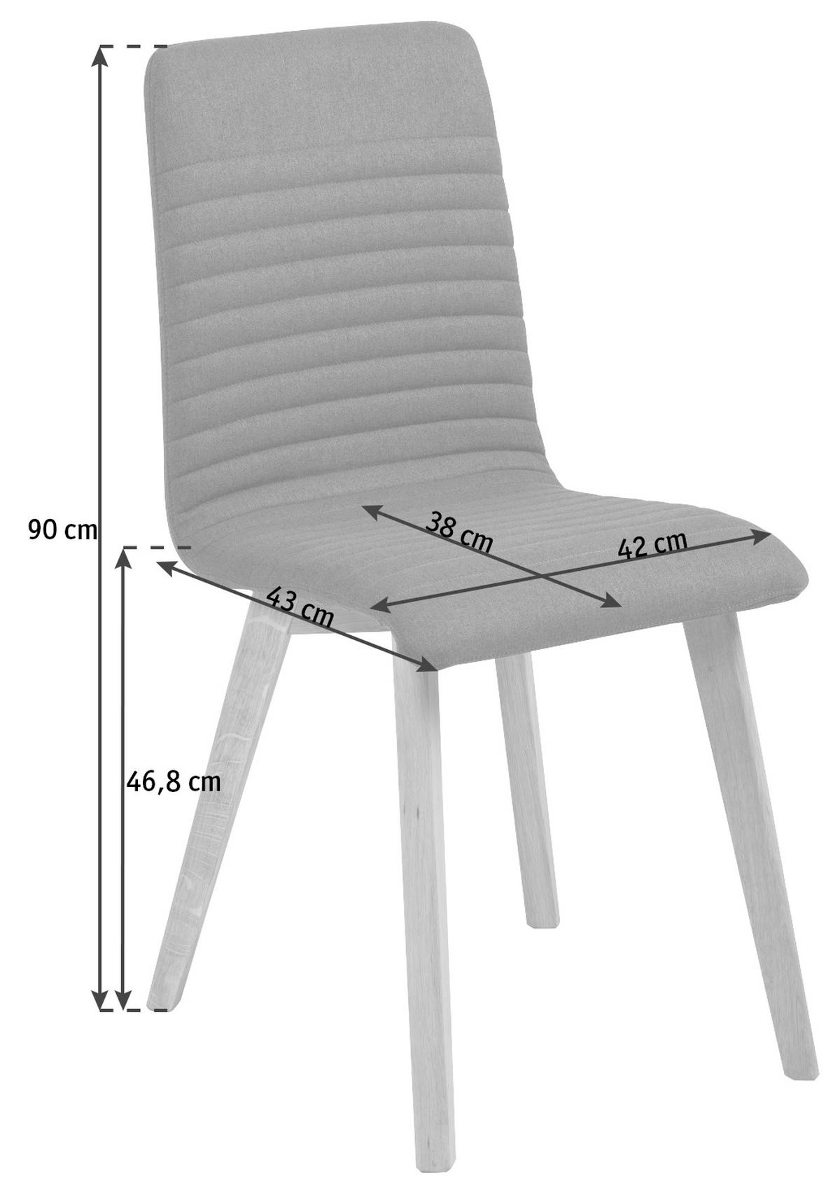 Esszimmerstuhl Arosa Webstoff Hellgrau Gepolstert - Eichefarben/Hellgrau, Design, Holz/Textil (42/90/43cm) - Carryhome