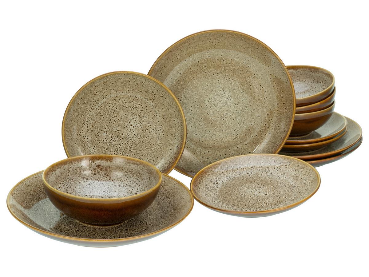 Tafelservice Keramik 4 Personen Geschirr Set - Cognac, Keramik - Creatable