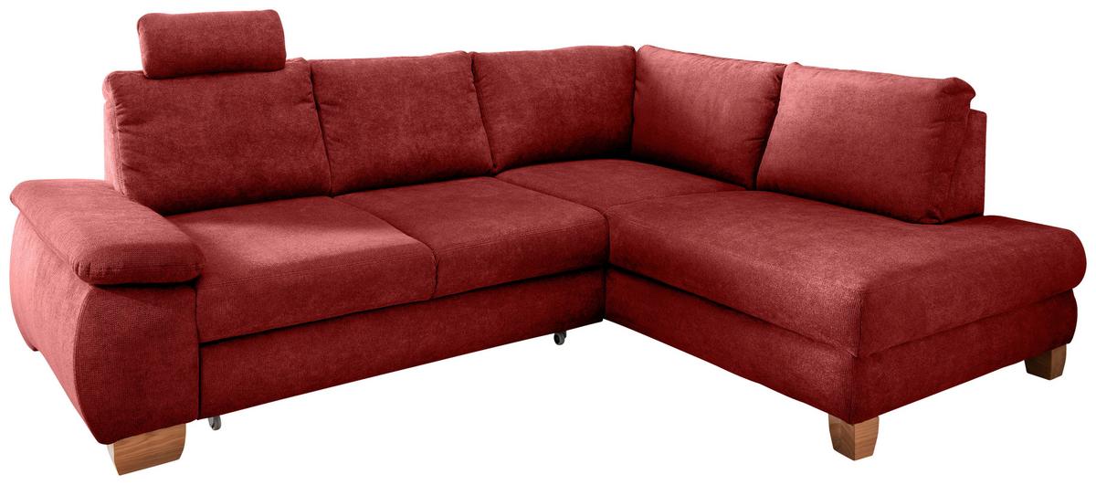 Eckschlafsofa Positano, Rot S: 261x206 Cm - Wildeiche/Rot, MODERN, Textil (261/206cm) - Livetastic