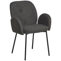 Armlehnstuhl Pauline Leinenoptik Grau, B: 62 cm - Schwarz/Grau, KONVENTIONELL, Holz/Textil (62/85/64cm) - MID.YOU