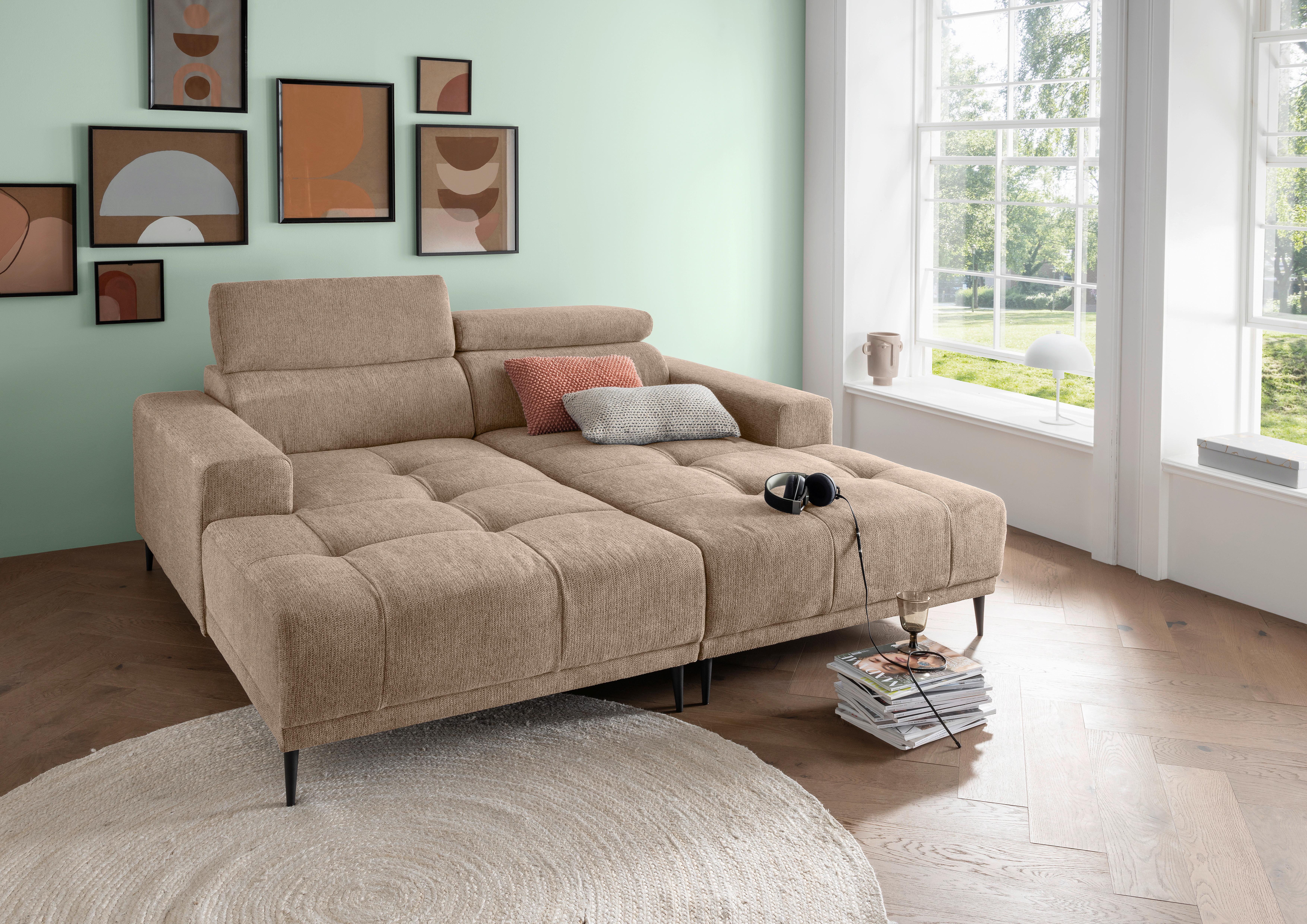 Ecksofa Intera Hellbraun S: 200x188 Cm - Hellbraun/Schwarz, KONVENTIONELL, Textil (200/188cm) - Livetastic