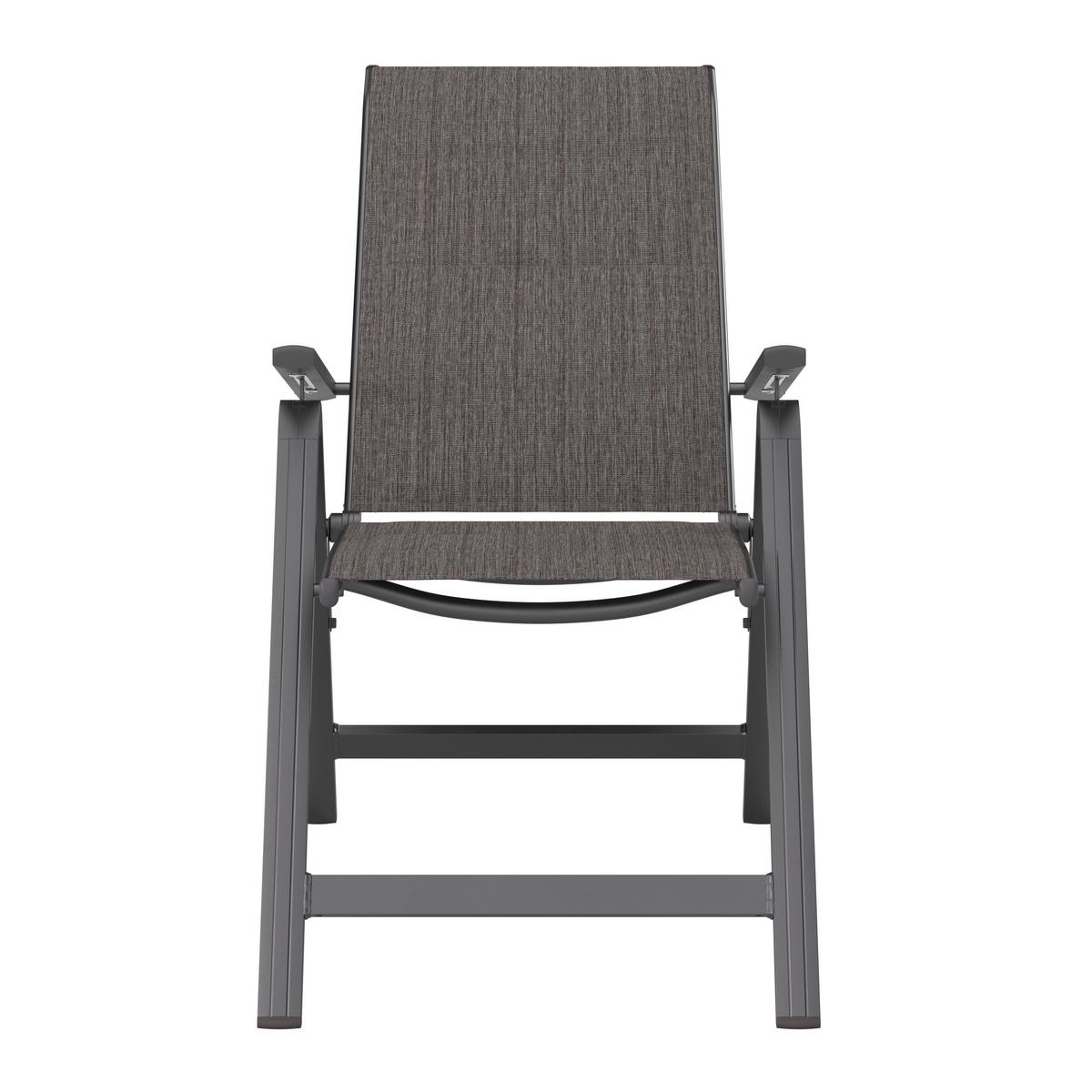 Gartensessel Klappbar Verena Aluminium, Textil - Dunkelgrau, MODERN, Textil/Metall (57/108/70cm) - Beldano