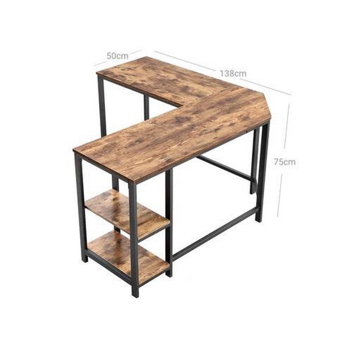 Rohový písací stôl IRON - hnedá/čierna, Basics, kov/kompozitné drevo (138/138/76cm) - Boxxx