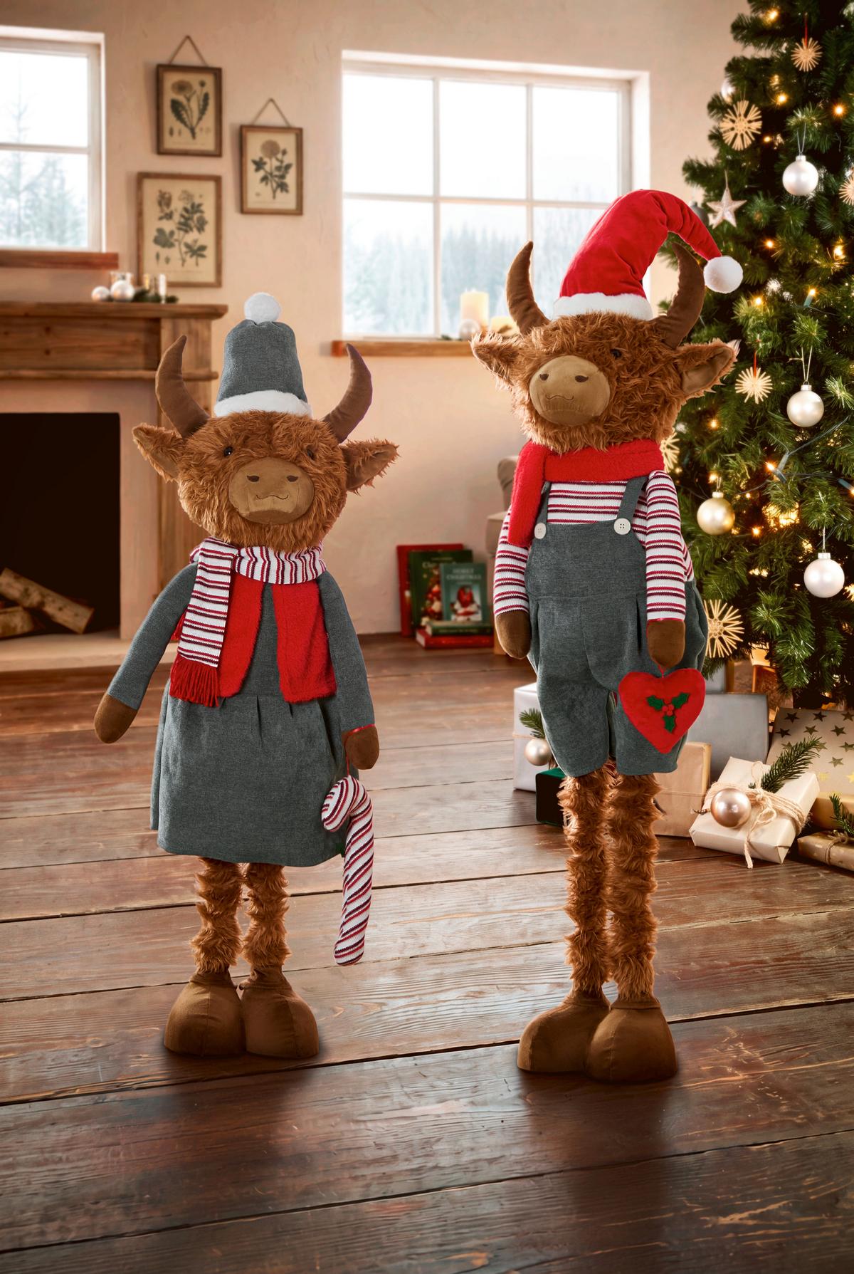 Dekoračný škriatok HIGHLAND COW -PAZ- - svetlohnedá/mätovozelená, kov/textil (42/137/25cm) - Mömax