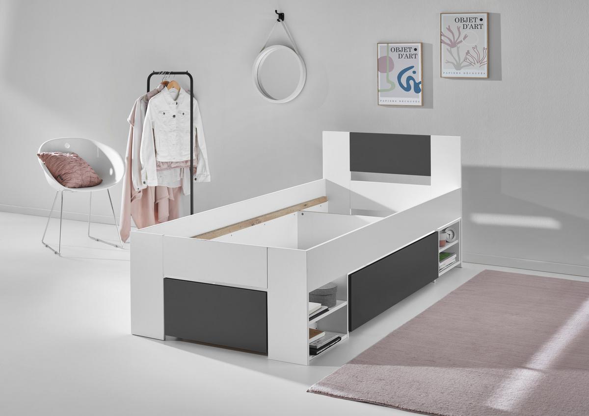 Ágykeret Azurro 90/200 Cm - antracit/fehér, Modern, faalapú anyag (90/200cm)