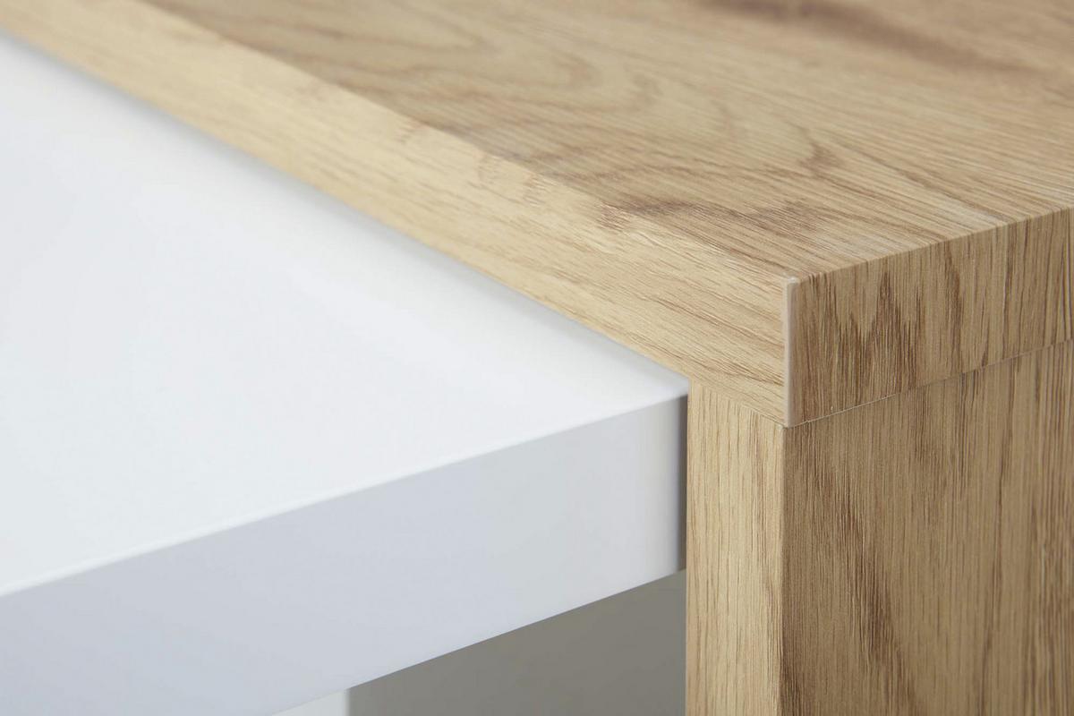 Couchtisch Holz mit Rollen Joliet, Weiß/Braun - Wildeiche/Weiß, KONVENTIONELL, Holzwerkstoff/Kunststoff (110/66/45cm) - MID.YOU