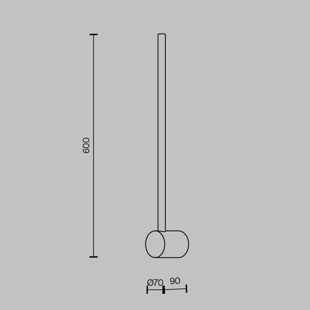 Wandleuchte Light Stick - Schwarz, MODERN, Metall (9/7/60cm) - MAYTONI