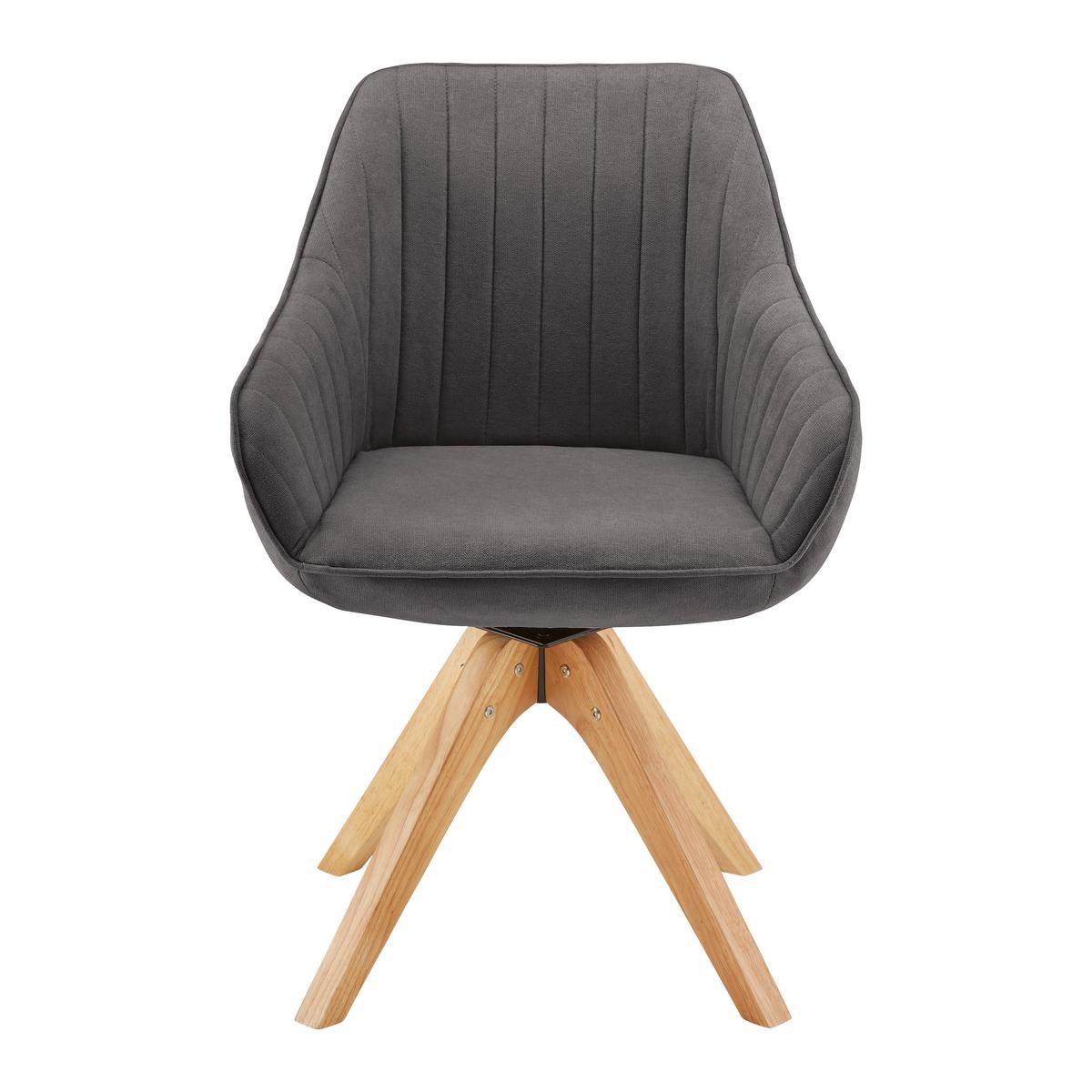 Jídelní židle LEONIE - šedá/barvy dubu, Moderní, dřevo/textil (60/84/61cm) - Modern Living