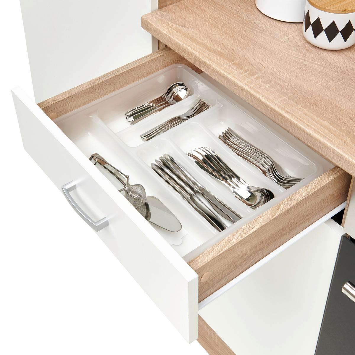 Küchenzeile Economy mit Geräten 270 cm Weiß/Eiche Dekor Modern - Eichefarben/Weiß, Basics, Holzwerkstoff (270cm) - Respekta
