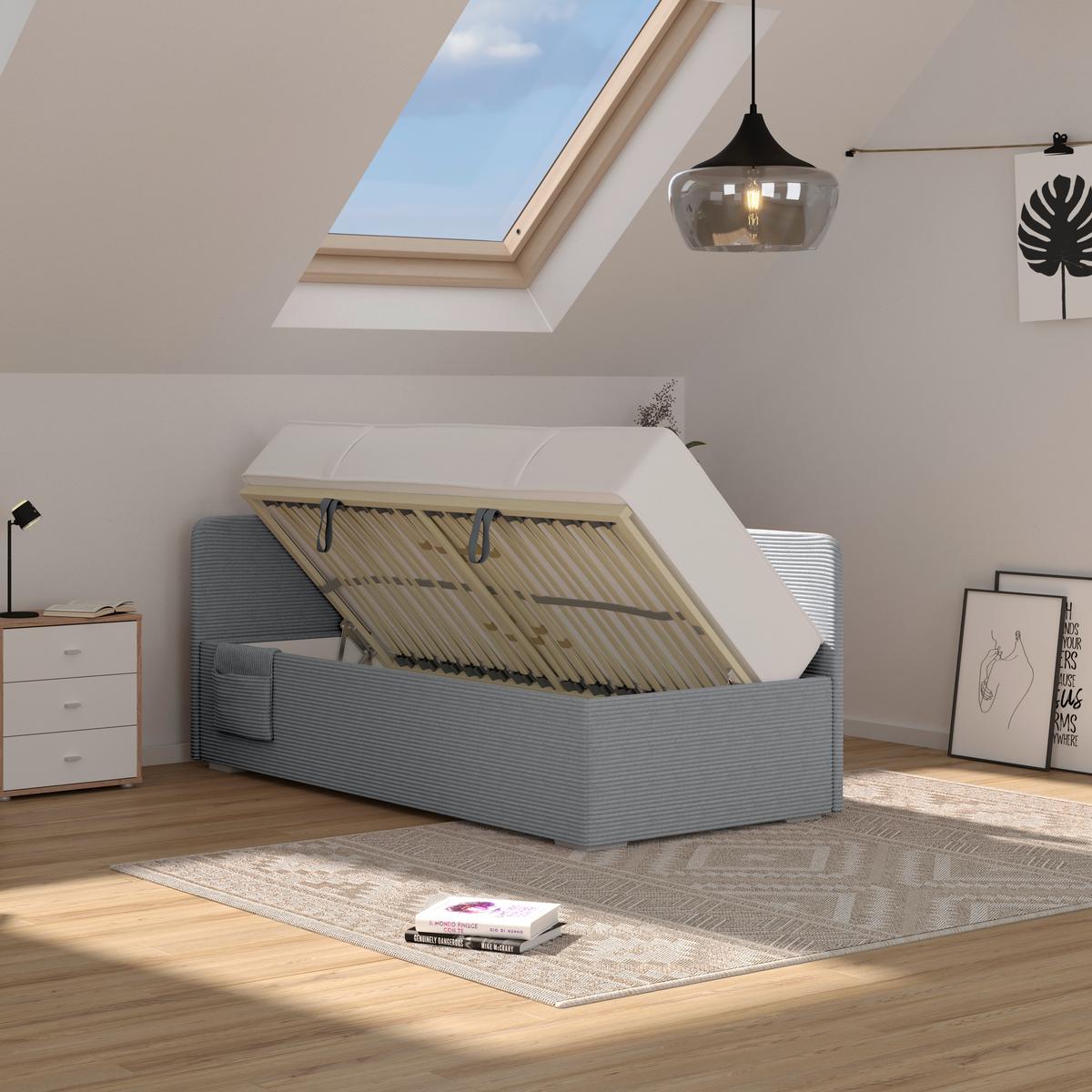 Kárpitozott Ágy Remi 90/200cm - ezüstszínű, Modern, textil/fa (90/200cm)