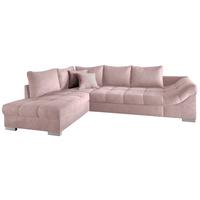 Eckschlafsofa Alvito Rosa S: 202/298 cm - Silberfarben/Rosa, Design, Textil (202/298cm) - MID.YOU