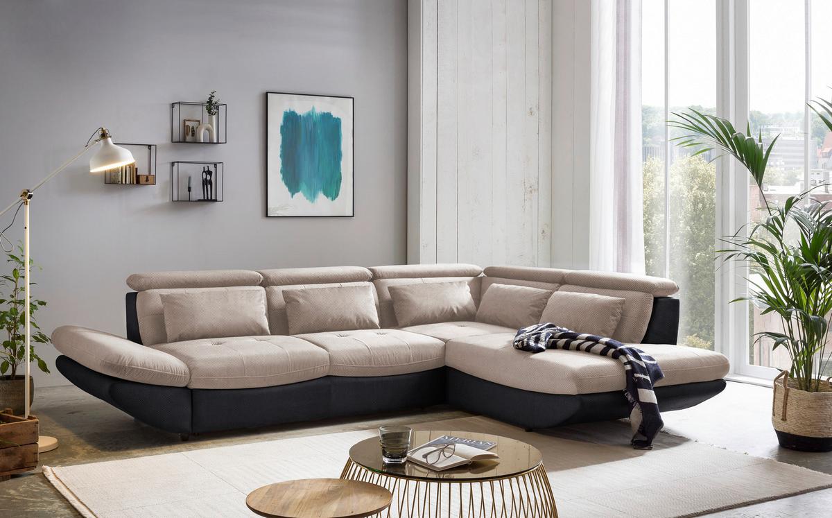 Sarokgarnitúra Park - világosszürke/sötétszürke, Modern, textil (311/80/233cm)