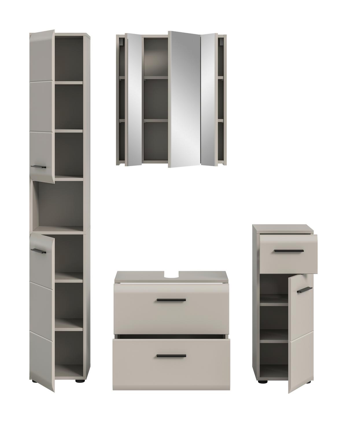 Badezimmer Ice Kaschmir B: 120cm - Kaschmir/Schwarz, Trend, Glas/Holzwerkstoff (120cm) - MID.YOU