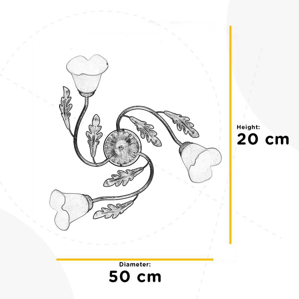Deckenleuchte 4470/Pl3 - Bronzefarben/Olivgrün, Natur, Glas/Metall (50/50/20cm)