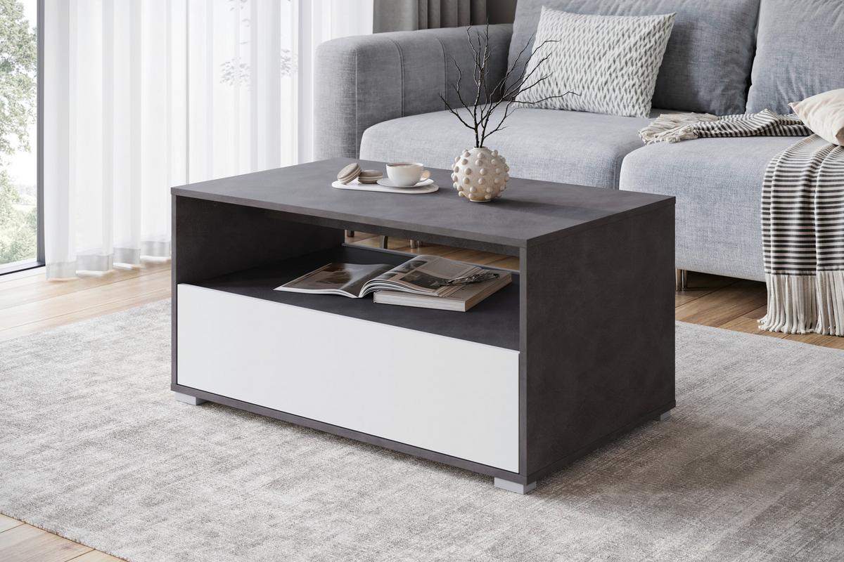 Couchtisch Narobi-ii Anthrazit/weiß B: 90 Cm - Anthrazit/Weiß, Trend, Holzwerkstoff/Kunststoff (90/45/55cm) - P & B