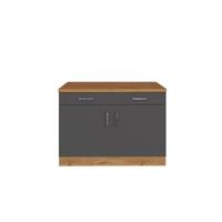 Küchenunterschrank B: 100 Cm Anthrazit/eiche Dekor + Laden - Anthrazit, MODERN, Holzwerkstoff (100/85/60cm) - Held