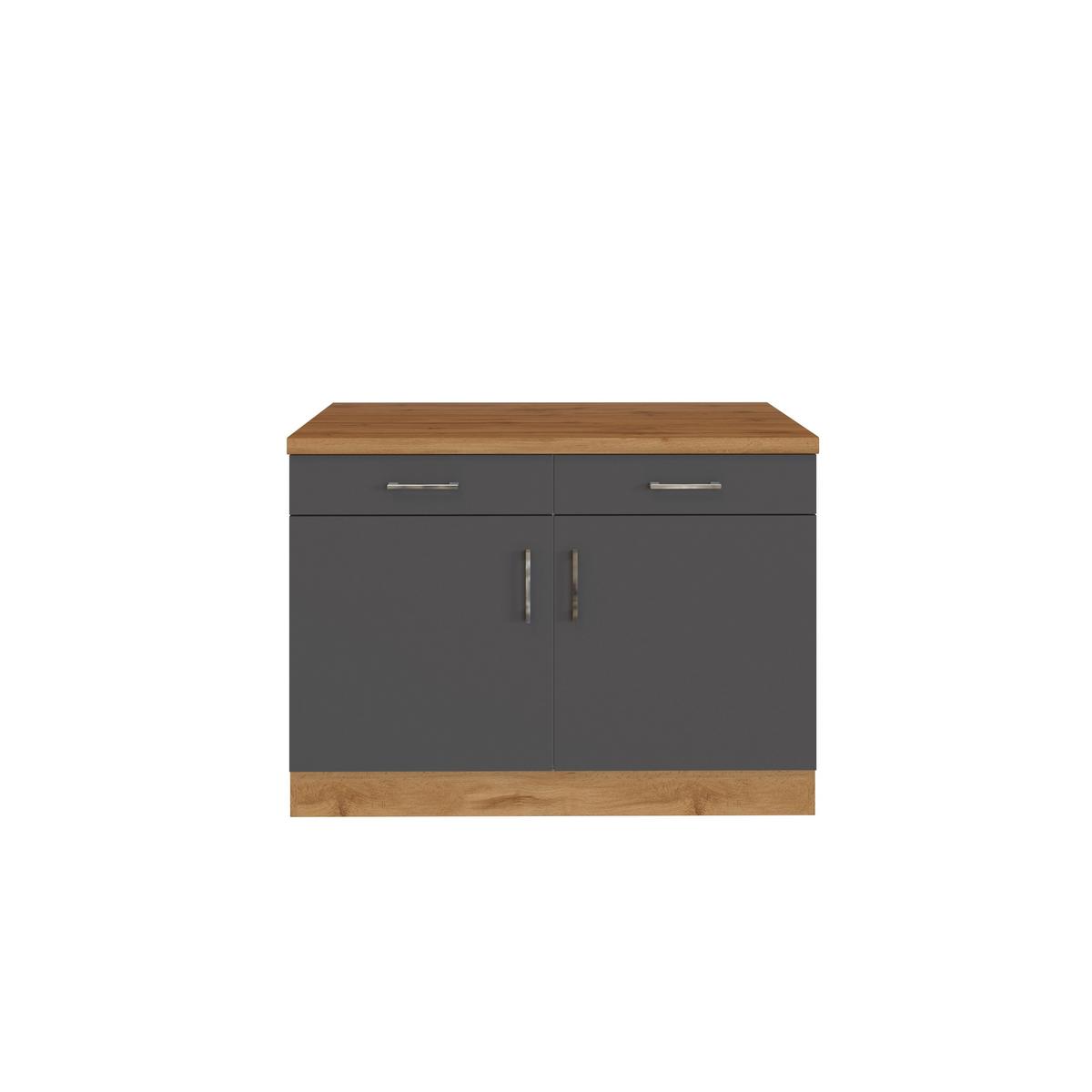Küchenunterschrank B: 100 Cm Anthrazit/eiche Dekor + Laden - Anthrazit, MODERN, Holzwerkstoff (100/85/60cm) - Held