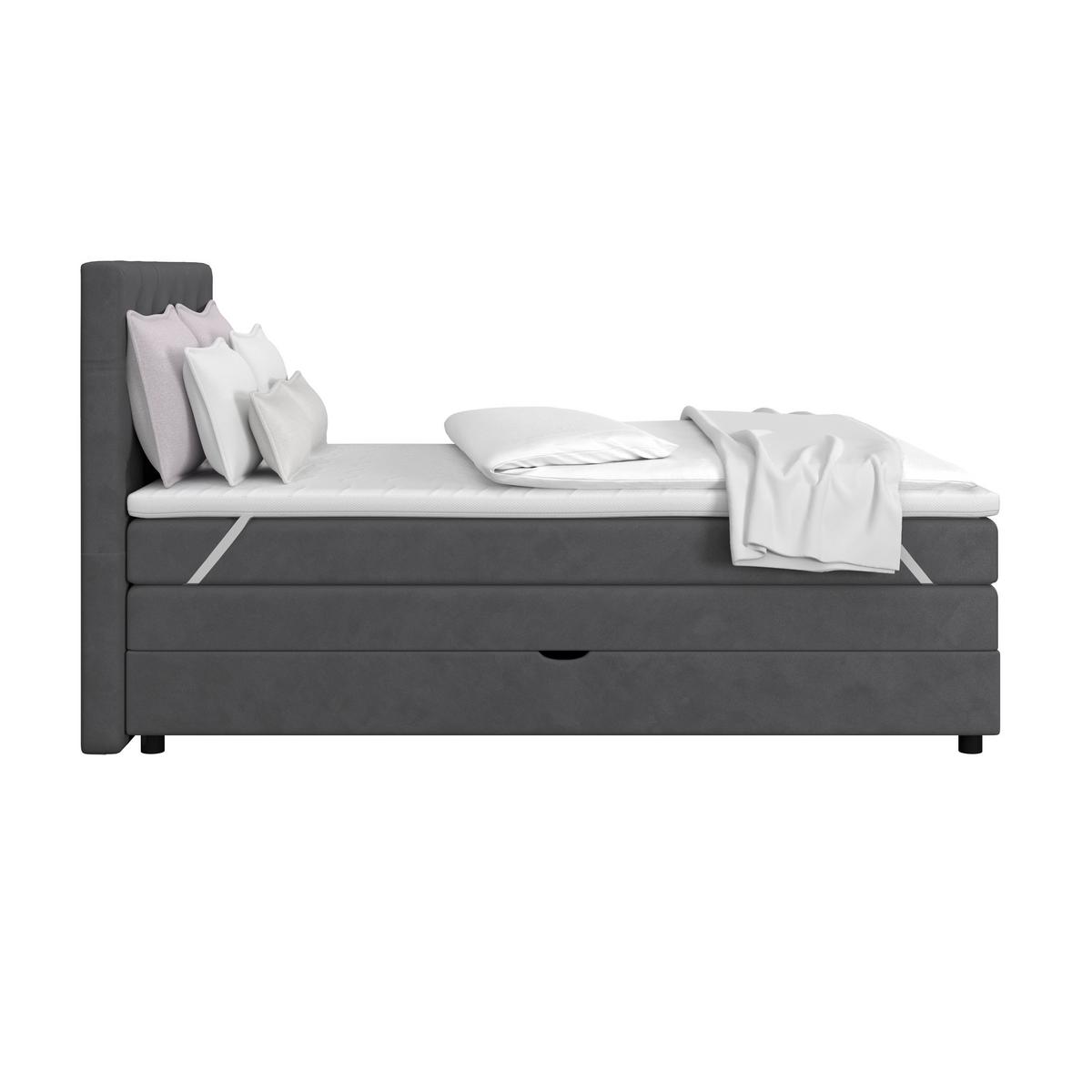 Boxspringbett Elio Graphitfarben 140x200 Cm H4 - Schwarz/Graphitfarben, ROMANTIK / LANDHAUS, Textil (144/121/212cm) - James Wood