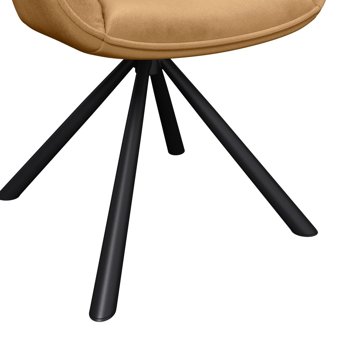 Armlehnstuhl Silvi Samt Braun 360° Drehbar - Schwarz/Braun, KONVENTIONELL, Textil/Metall (62/85/62cm)