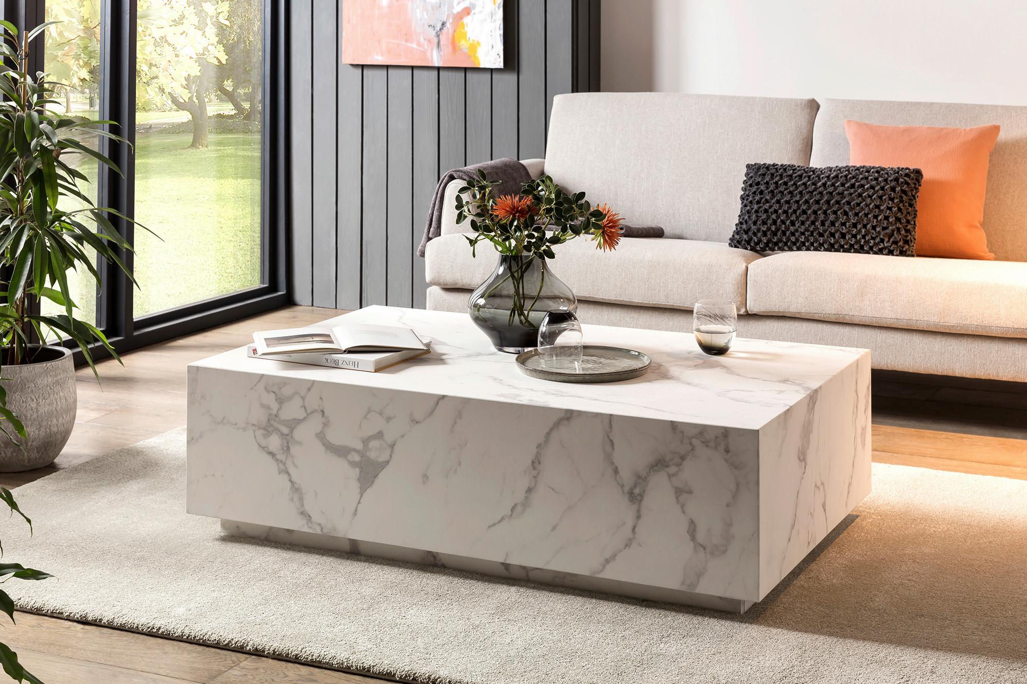 Couchtisch Weiß L: 120 cm - Weiß, Design, Holzwerkstoff (120/75/35cm) - Livetastic