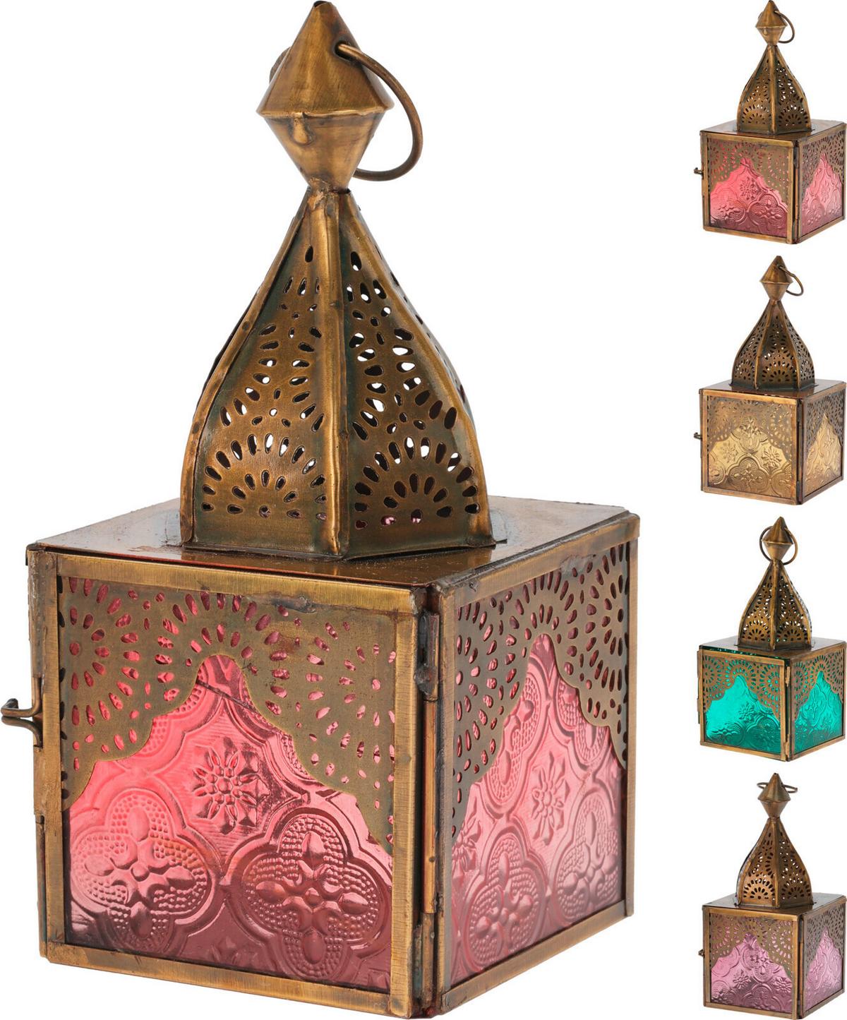 Laterne Dekolaterne - Pink/Rot, Basics, Metall (8/8/19cm)